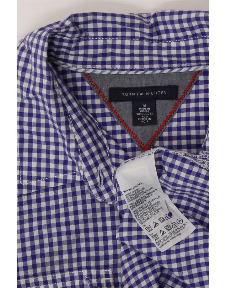 Женская рубашка Tommy Hilfiger UK 12, хлопок среднего синего цвета в мелкую клетку