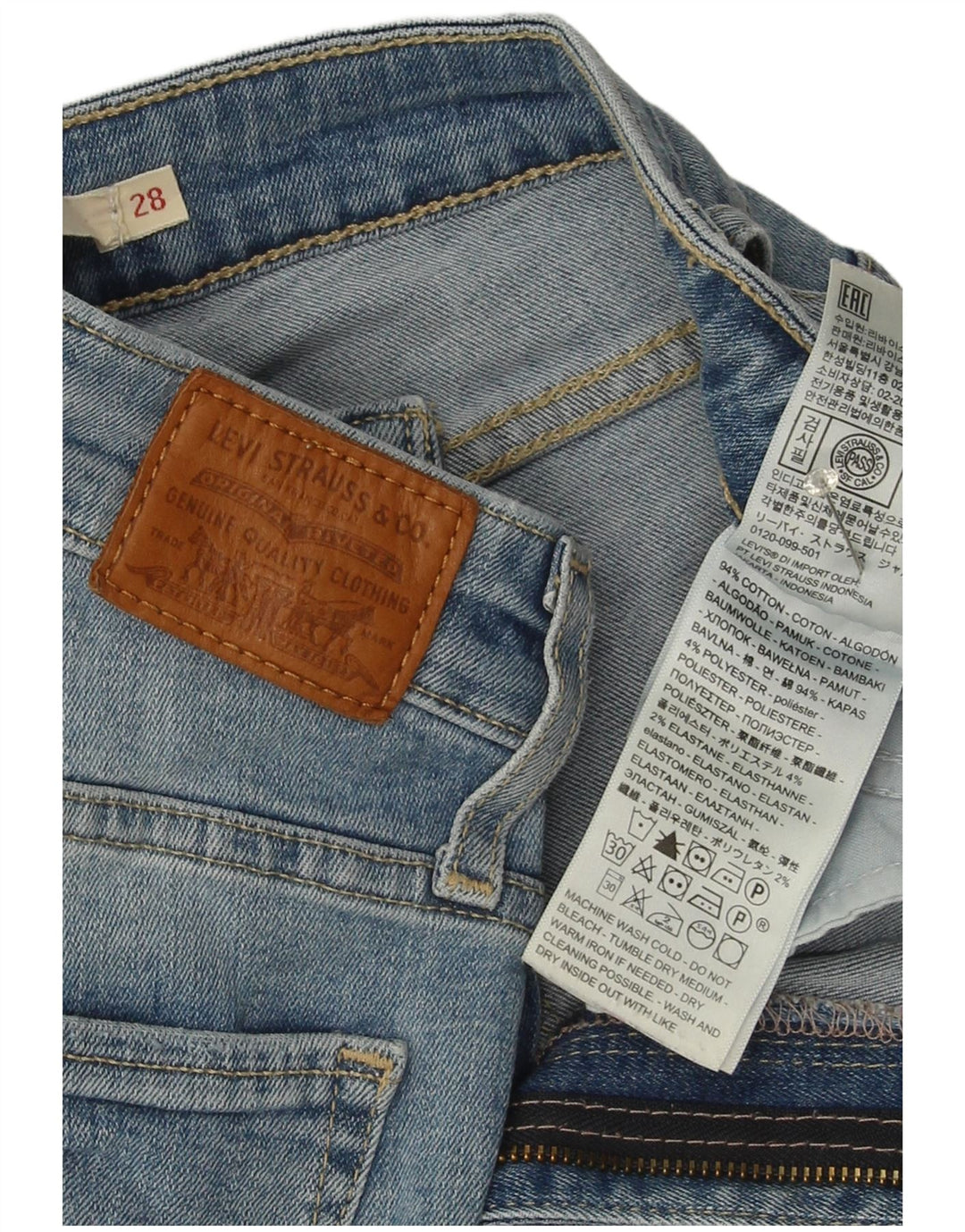 Женские узкие джинсы Levi's 712 W28 L30 синие, хлопок
