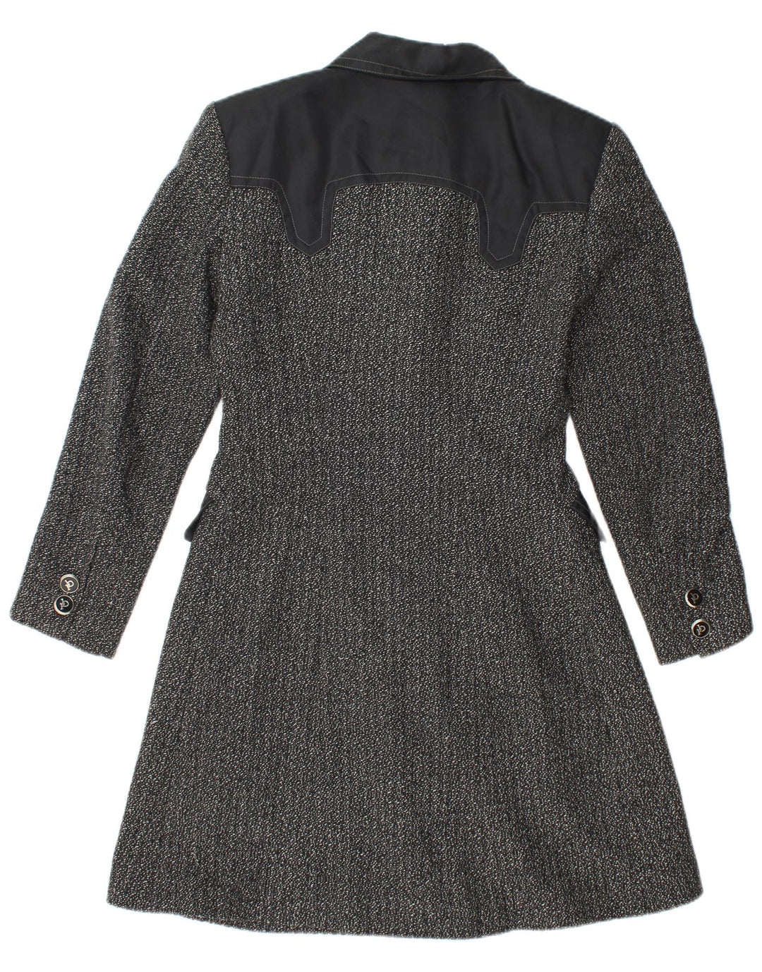 ROCCOBAROCCO Женское пальто IT 42 Среднее черное в крапинку, шерсть