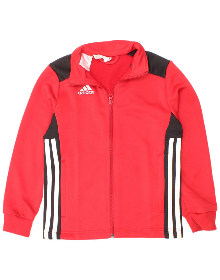 Спортивный костюм Adidas для мальчиков, верхняя куртка 7-8 лет, красный полиэстер с цветными блоками