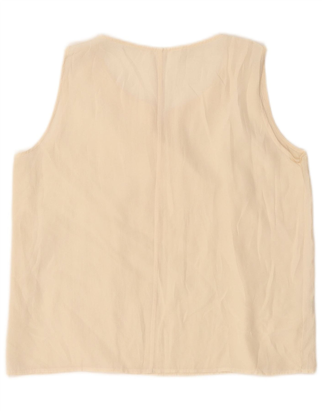 Винтажная женская укороченная блузка без рукавов, Великобритания, 14, большой белый шелковый цвет