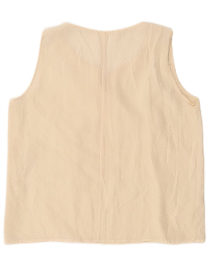 Винтажная женская укороченная блузка без рукавов, Великобритания, 14, большой белый шелковый цвет