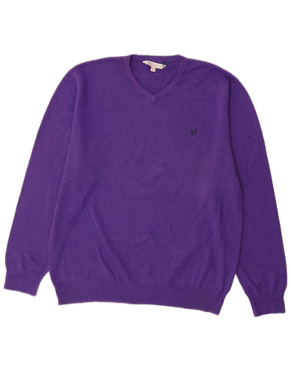 Crew Clothing Мужской джемпер с v-образным вырезом, свитер XL, фиолетовый хлопок