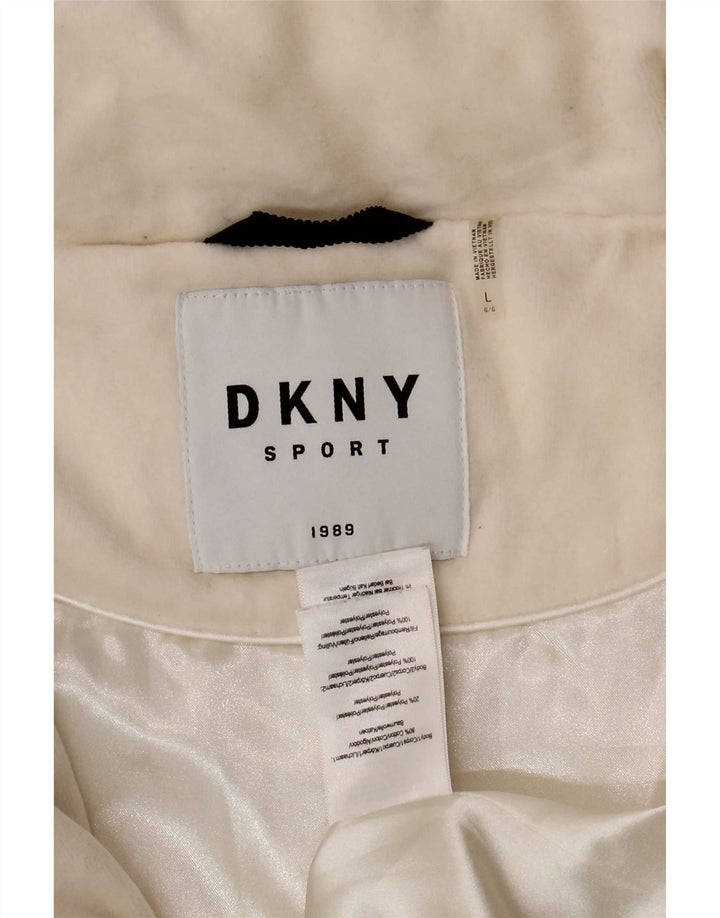 Женская стеганая куртка Dkny с графическим рисунком UK 16, большой размер, белый хлопок