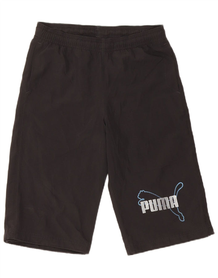 Спортивные шорты Puma для мальчиков с графикой, 11-12 лет, черный полиэстер