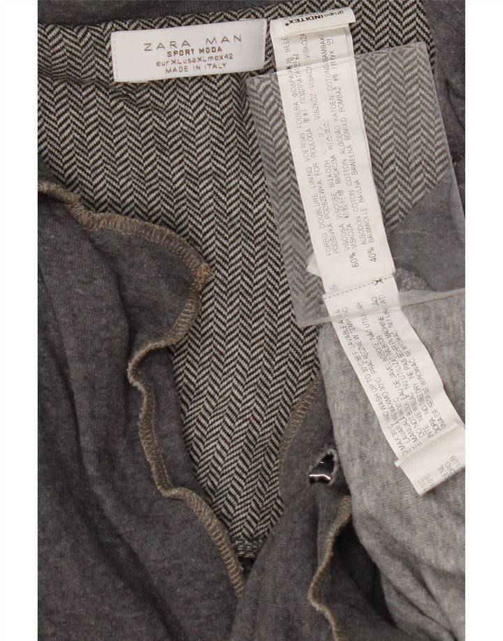 ZARA Mens Cardigan Sweater XL Grey Viscose