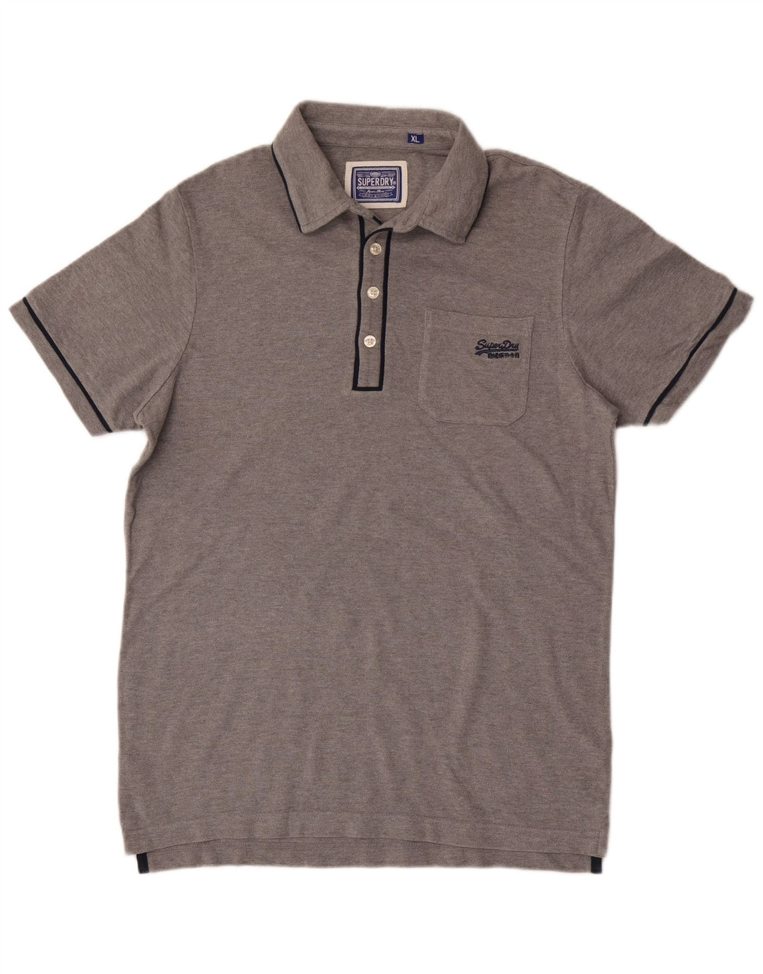 Мужская рубашка-поло Superdry XL, серая, хлопковая в крапинку