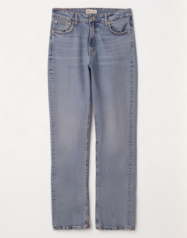Женские прямые джинсы Zara EU 38, маленькие W28 L32, синие, хлопок