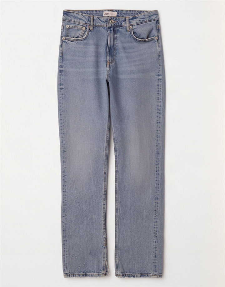 Женские прямые джинсы Zara EU 38, маленькие W28 L32, синие, хлопок