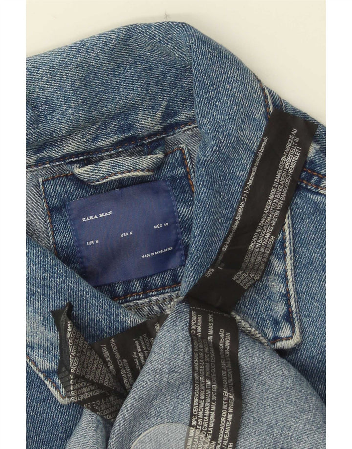 Мужская джинсовая куртка Zara UK 38, средний синий хлопок