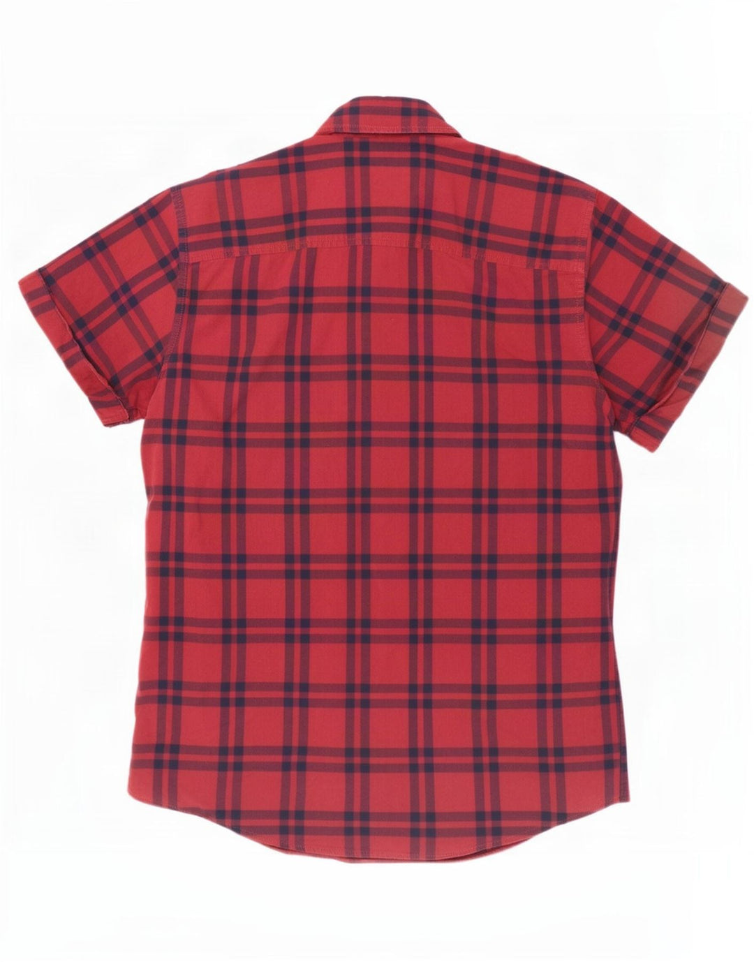 Мужская рубашка с коротким рукавом Jack & Jones среднего красного цвета в клетку, хлопок
