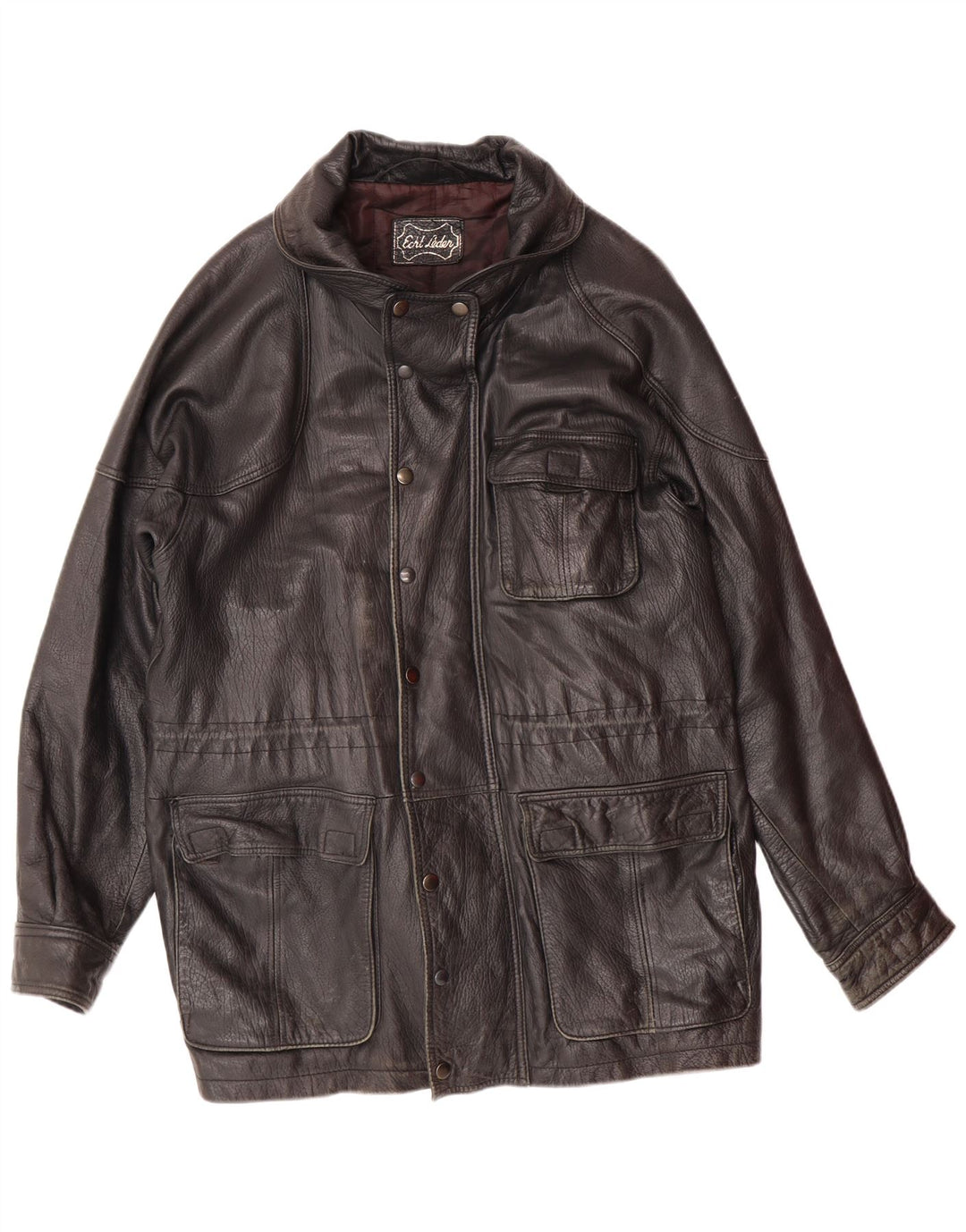 Мужская кожаная куртка VINTAGE UK 40, большая черная кожаная