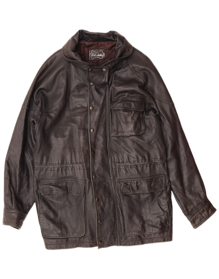 Мужская кожаная куртка VINTAGE UK 40, большая черная кожаная