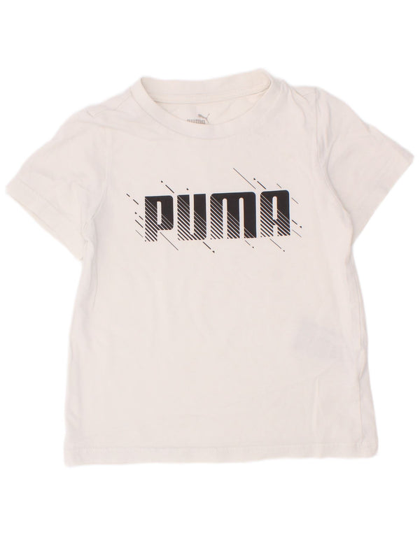 Футболка с рисунком Puma для мальчиков, топ 5–6 лет, белый хлопок