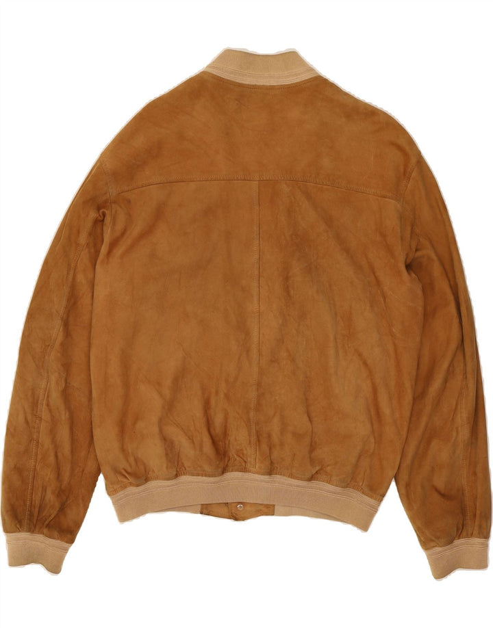 MABRUN Mens Suede Bomber Jacket IT 48 Medium Brown Leather Vintage Mabrun and Second-Hand Mabrun from Messina Hembry 