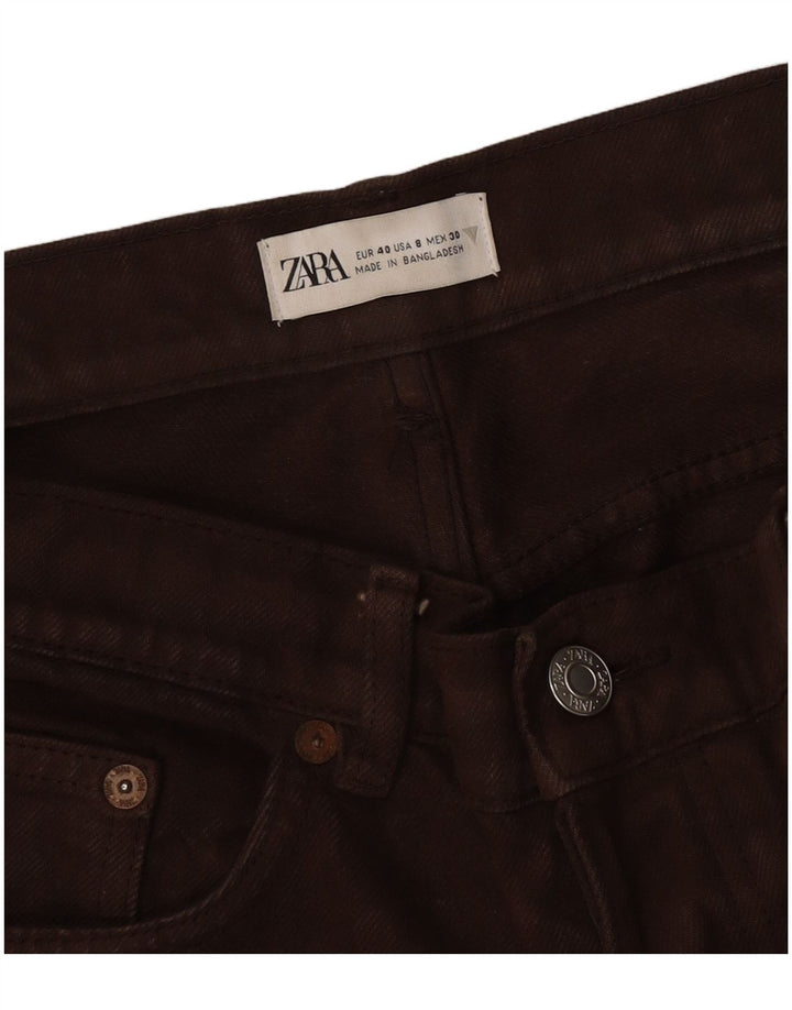 Женские прямые джинсы Zara с высокой посадкой EU 40 Medium W30 L28 Коричневые