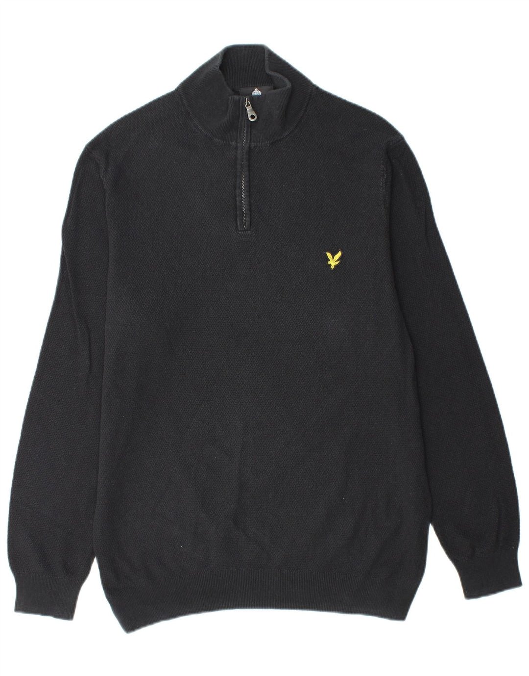 LYLE & SCOTT Mens Zip Neck Jumper Sweater XL Black Cotton