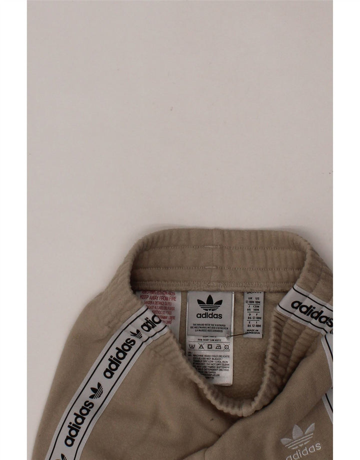 Спортивные брюки ADIDAS Baby Boys с графическим принтом 12–18 месяцев, бежевые