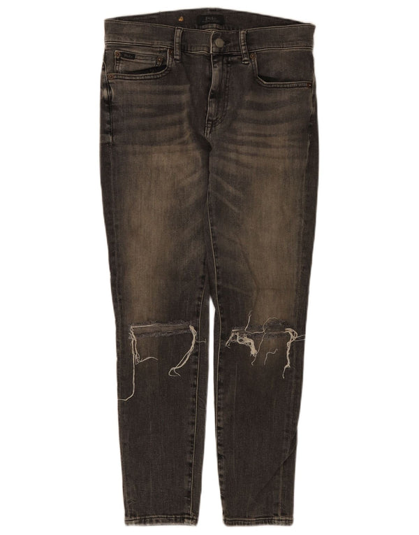 POLO RALPH LAUREN Женские потертые джинсы скинни W28 L25 Серый хлопок