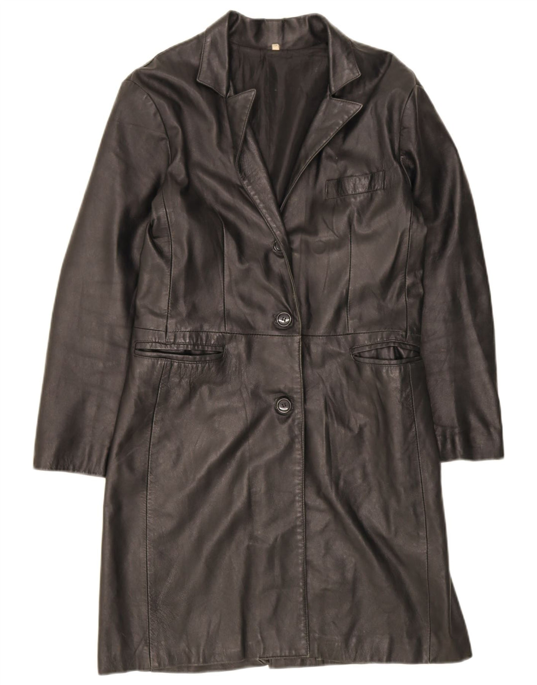 Винтажное женское кожаное пальто UK 18 XL, черное кожаное