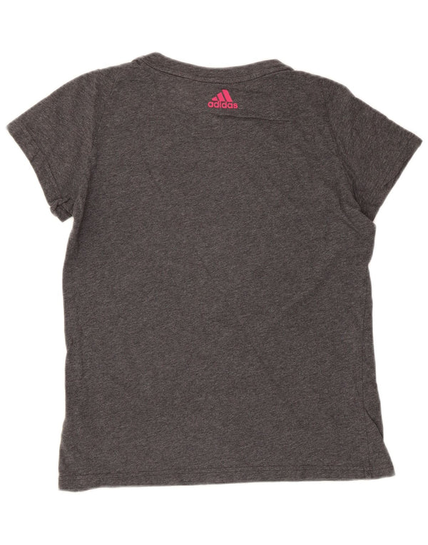 Женская футболка с рисунком Adidas Top UK 12/14, средний серый хлопок