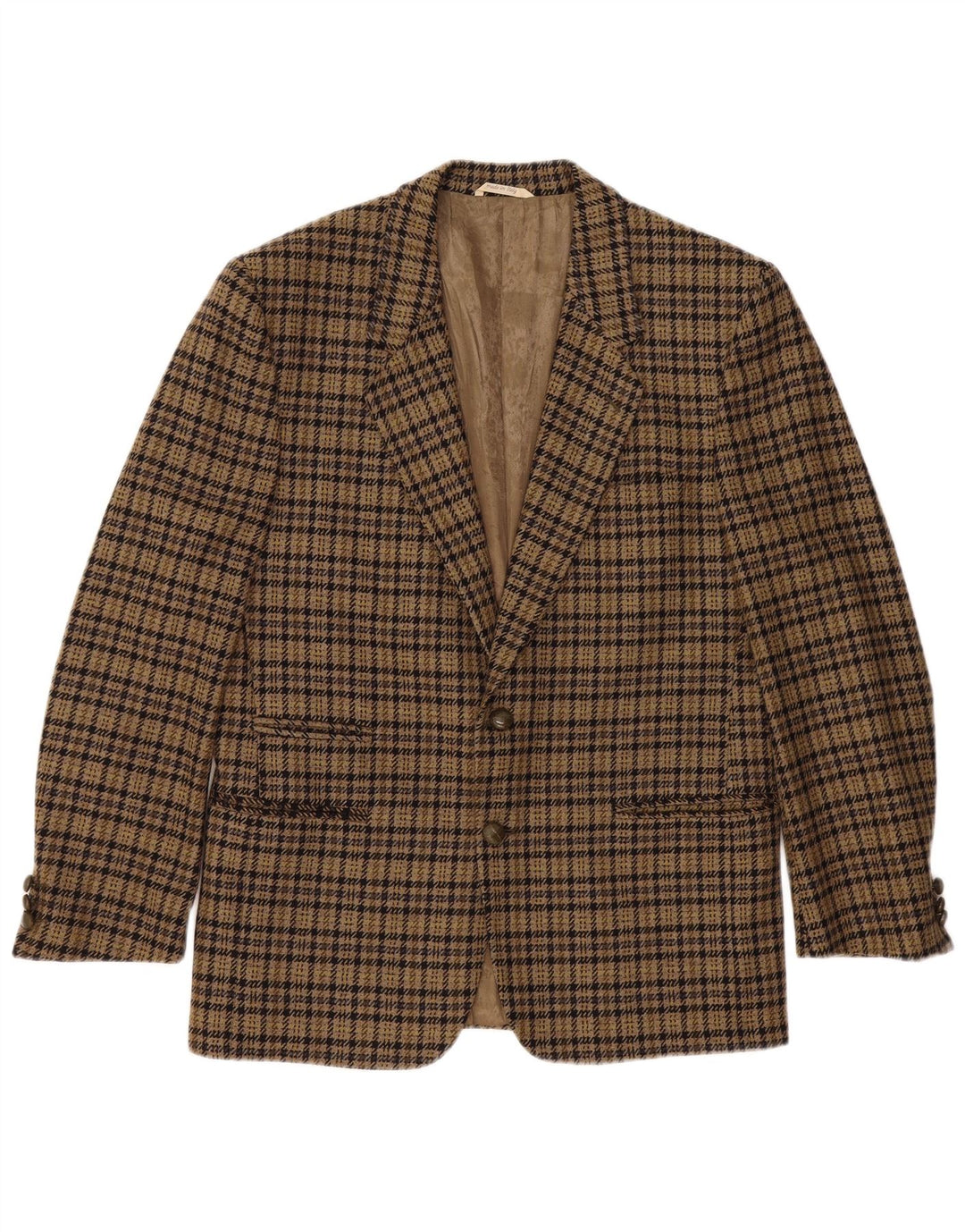 Мужской пиджак Luigi Botto с 2 пуговицами, Великобритания 40, большой коричневый, шерсть с узором «гусиные лапки»