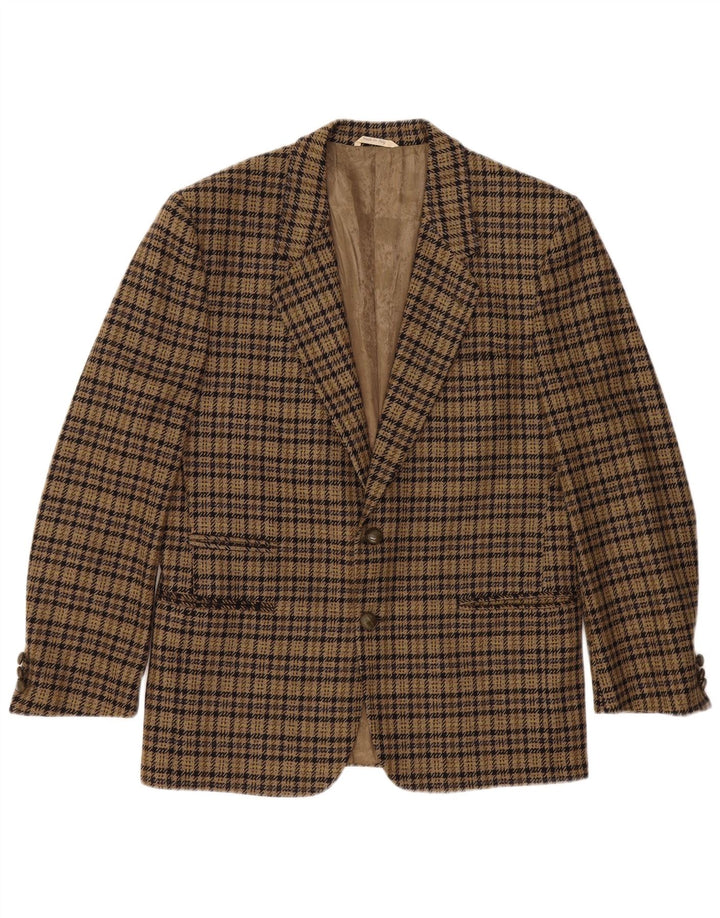 Мужской пиджак Luigi Botto с 2 пуговицами, Великобритания 40, большой коричневый, шерсть с узором «гусиные лапки»