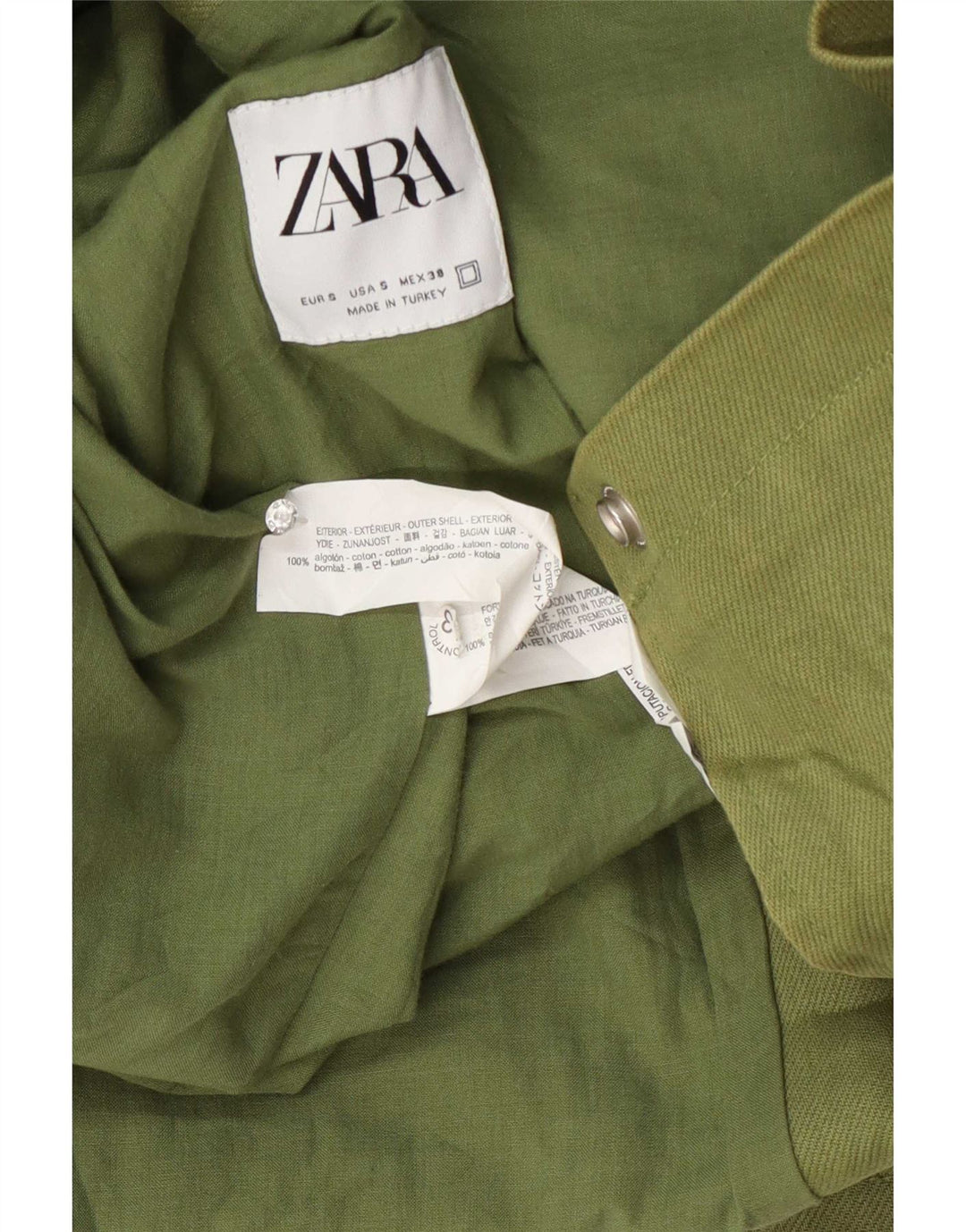 Мужская куртка-бомбер Zara UK 36, маленькая, зеленая, хлопковая