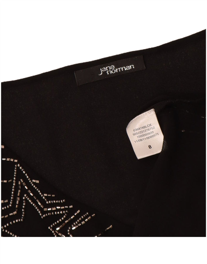 JANE NORMAN Женская блузка без рукавов, топ, Великобритания, 8, маленькая, черная полоска