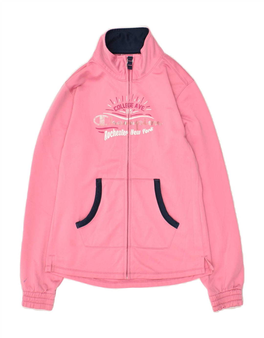 CHAMPION Girls Graphic Tracksuit Top Jacket 9-10 Years Medium  Pink | Vintage Champion | Thrift | Second-Hand Champion | Used Clothing | Messina Hembry 