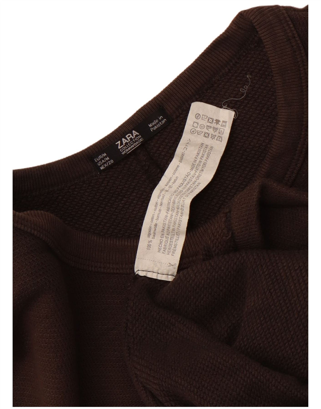 Женское платье-футболка оверсайз Zara UK 14, хлопковый средний коричневый цвет