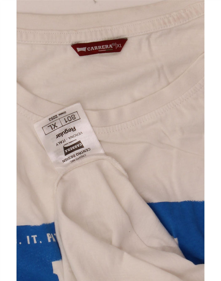 CARRERA Mens Regular Graphic T-Shirt Top XL White Cotton
