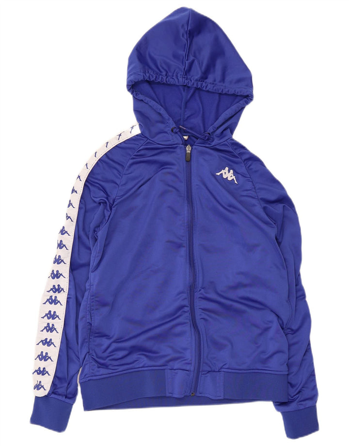 KAPPA Женский свитер с капюшоном на молнии с графическим рисунком, Великобритания, 10, маленький синий, цветной блок