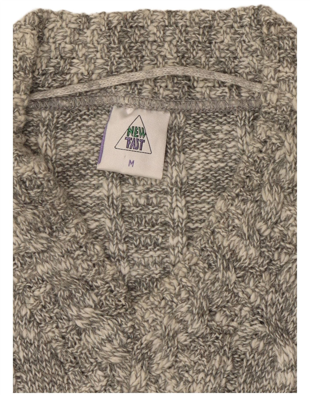 NEW FAST Mens V-Neck Jumper Sweater Medium Grey Fair Isle Acrylic