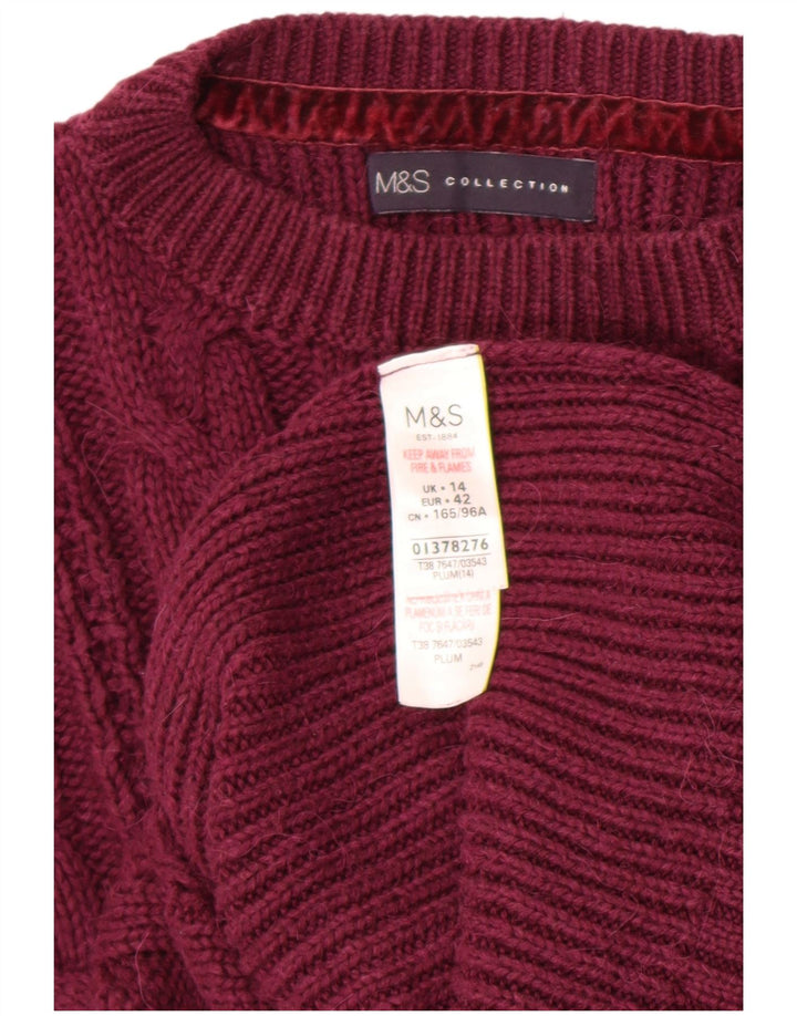 Женский джемпер с круглым вырезом Marks & Spencer UK 14, средний бордовый цвет