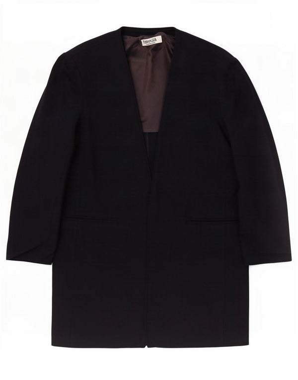Marella Womens Longline Open Blazer Jacket UK 12 Medium Navy Blue New Wool