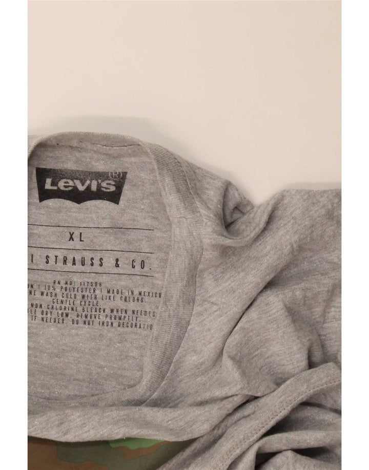 Мужская футболка с рисунком Levi's, топ XL, серый хлопок