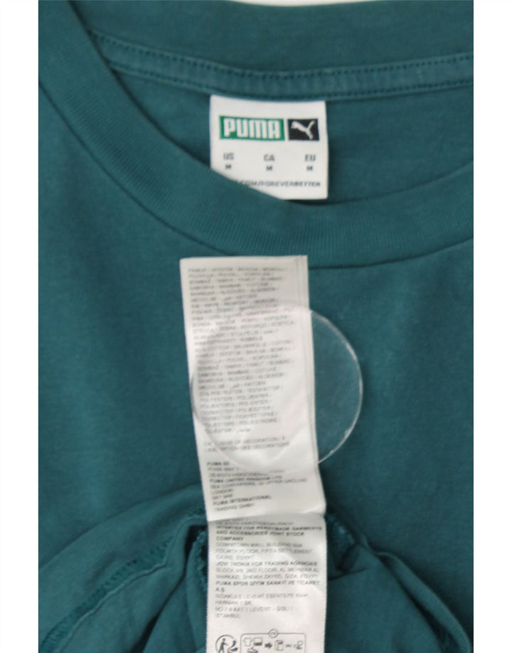 Мужская футболка с рисунком PUMA, хлопковый топ среднего зеленого цвета
