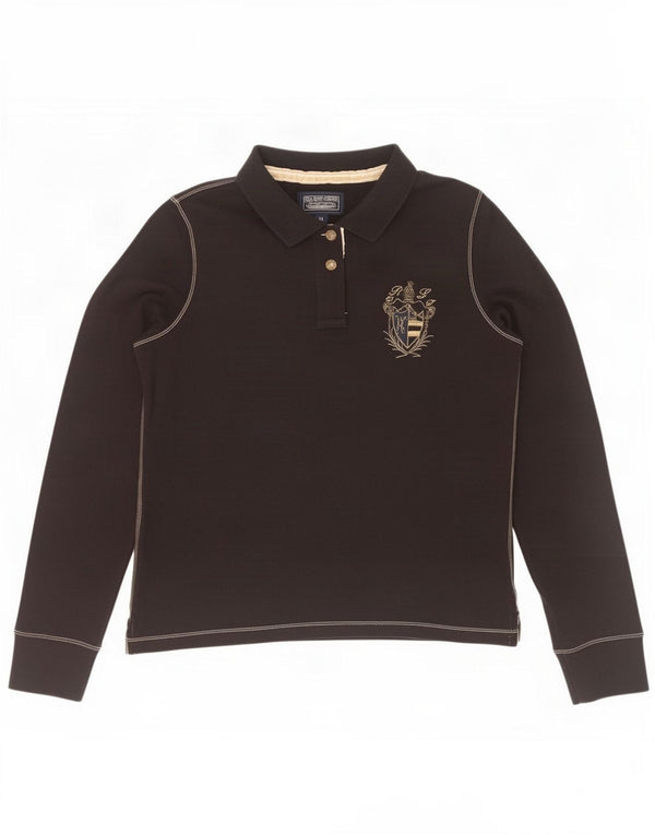 Женская рубашка-поло с длинными рукавами и графикой Ralph Lauren, Великобритания, 18 XL, черный хлопок