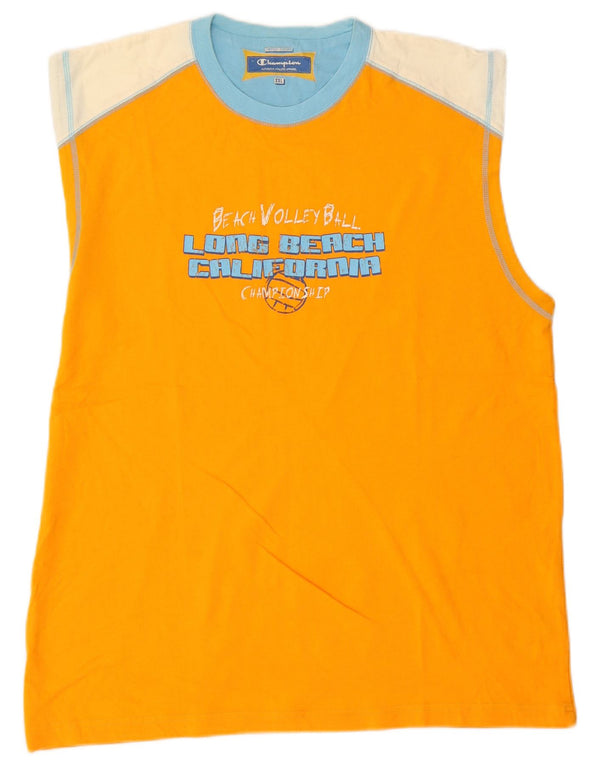 Мужской жилет Champion с рисунком, 2XL, оранжевый, хлопок с цветными блоками
