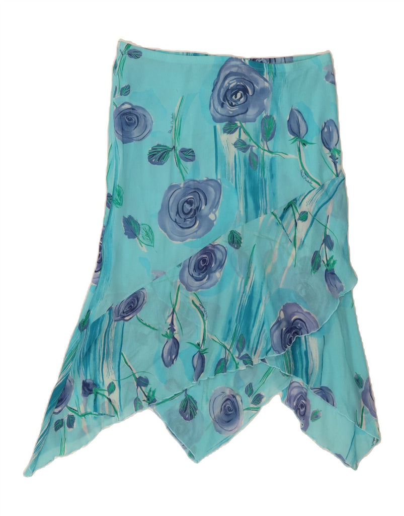 RENATO BALESTRA Womens Asymmetrical Skirt IT 50 XL W34  Blue Floral Vintage Renato Balestra and Second-Hand Renato Balestra from Messina Hembry 