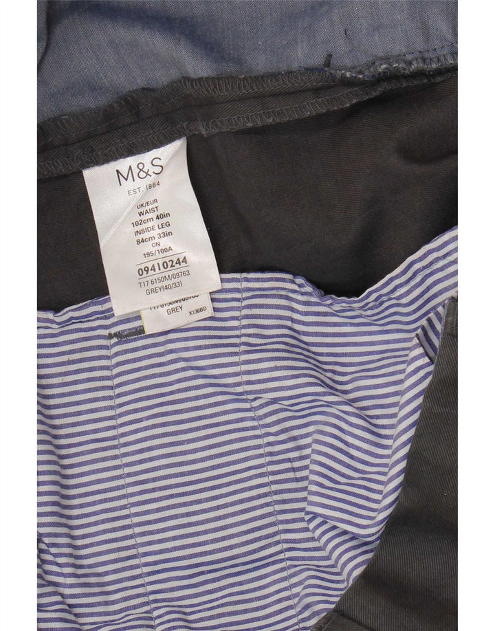 Мужские прямые брюки-чиносы Marks & Spencer W40 L33 серые, хлопковые