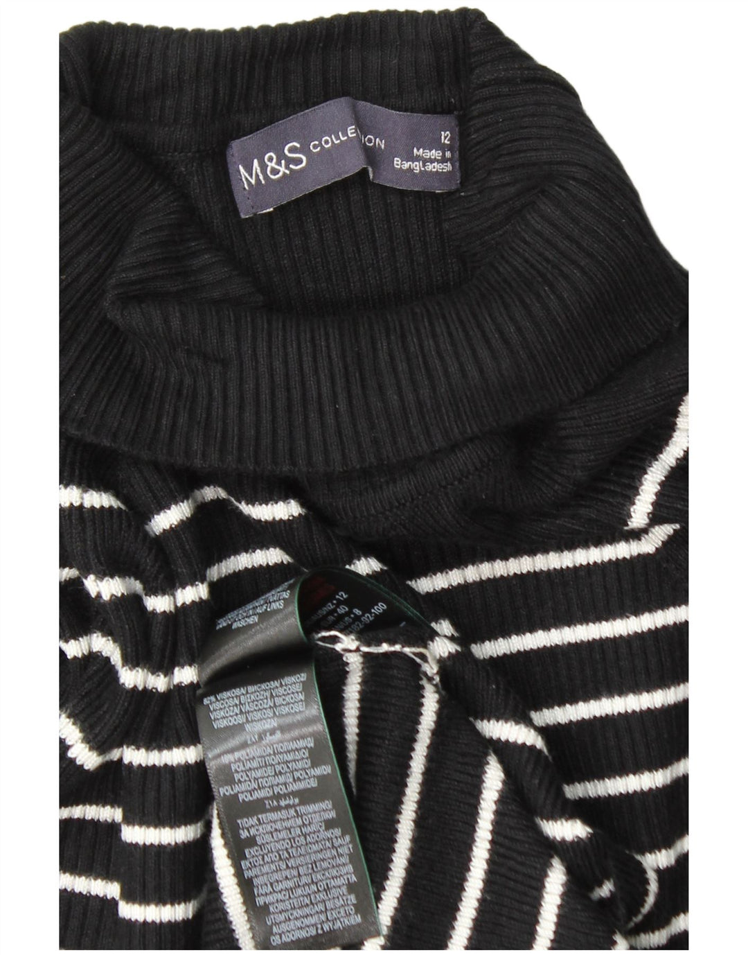 MARKS & SPENCER Womens Roll Neck Jumper Sweater UK 12 Medium  Black
