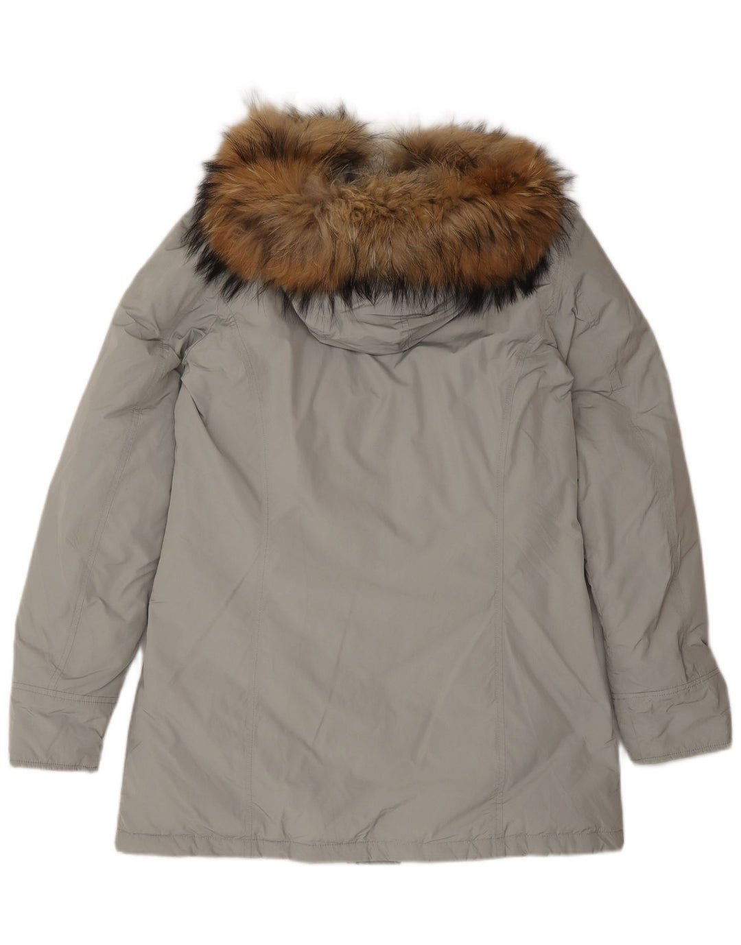 Женская парка Woolrich с капюшоном, Великобритания 16, большая серая зимняя из полиэстера