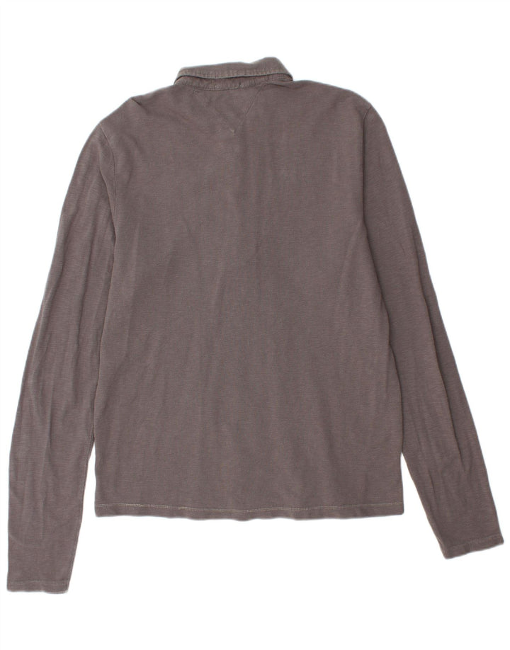 TOMMY HILFIGER Мужская рубашка-поло с длинным рукавом и рисунком, XL, серая