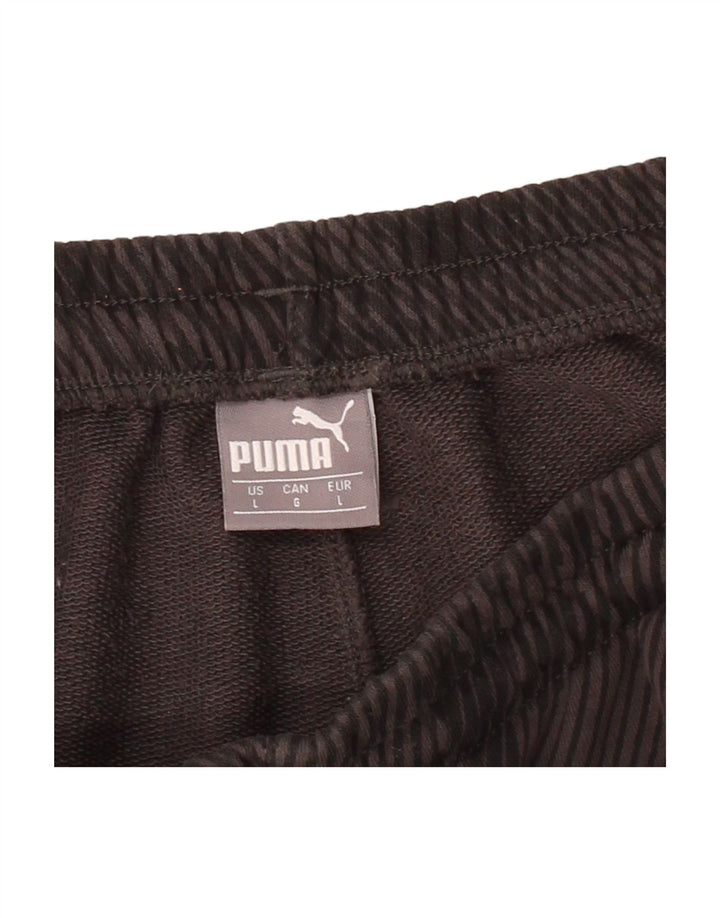PUMA Mens Tracksuit Trousers Large Black Camouflage Cotton