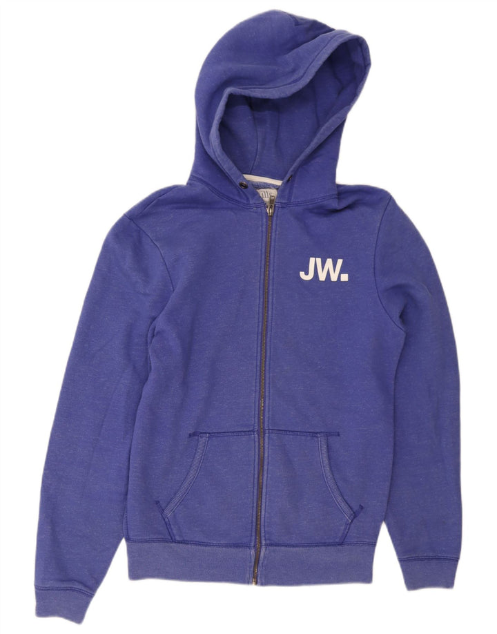 Jack Wills Мужской свитер с капюшоном и молнией с графическим рисунком, средний синий хлопковый свитер