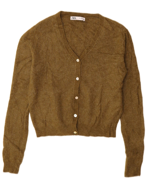 Женский кардиган Zara UK 16, большой цвет хаки, полиамид
