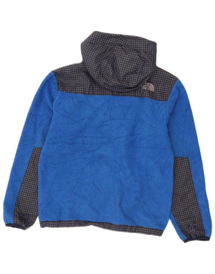 Флисовая куртка с капюшоном The North Face для мальчиков 10–11 лет, средний синий цвет в клетку