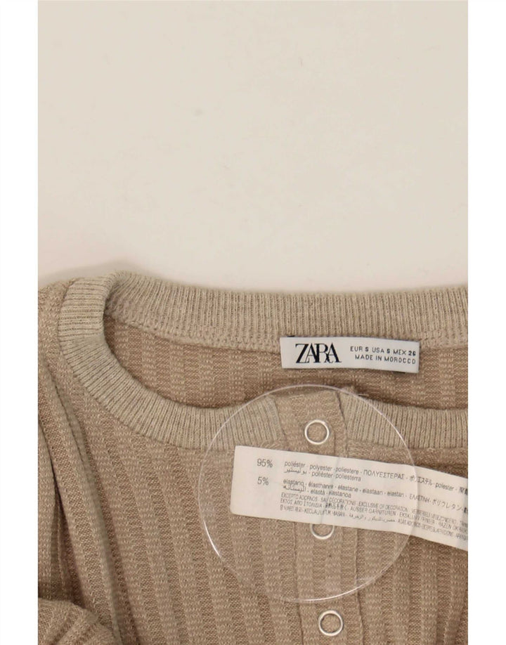 Женское боди с длинными рукавами Zara UK 10, маленький серый полиэстер